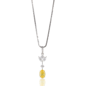 Collier pendentif floral en diamant jaune cultivé en laboratoire, or blanc, bijoux fins de luxe, cadeau élégant pour femme, à porter au quotidien - Product Image 6