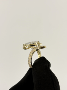 แหวนเพชรแล็บโกรว์ทองคำขาว 14K 18K ทรงมาร์คีส์ ขอบทองแหลม ดีไซน์ไขว้แบบแยกส่วน หลายแถว ประดับเพชรแบบปาเว่ เครื่องประดับชั้นดี - Product Image 6