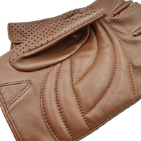 Gants au poignet en cuir véritable pour hommes, gants demi-doigts classiques, confortables et chauds pour l'hiver, vente en gros