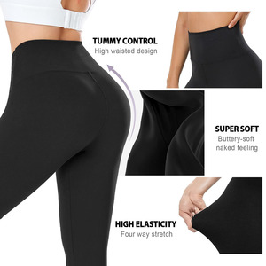 Collants de yoga sans couture pour femmes, leggings côtelés avec cordon de serrage, pantalon taille haute noir et blanc pour femmes - Product Image 3