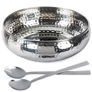 Bol de service de table martelé à la main de luxe pour les fêtes de mariage pour le service de salade et de dessert - Product Image 3