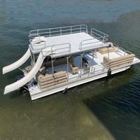 Kinocean Luxury 30ft Double Decker Aluminium Pontoon Boat Modern Family Party Yacht avec deux toboggans pour River Entertainment