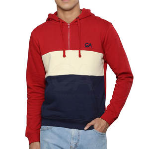 Pull à capuche de haute qualité pour hommes Logo personnalisé Conception Couleur unie Plus Size Demi-fermeture éclair 100% coton pour l'hiver - Product Image 1