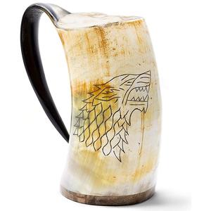 Tasse à boire Viking en corne de buffle naturelle de haute qualité verres Vintage fabriqués à la main avec tous les Logo sculpture polissage style ange - Product Image 3
