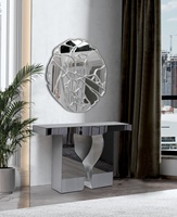 Table de Console en diamant écrasé, décoration de couloir de luxe léger, ensemble de miroirs muraux carrés