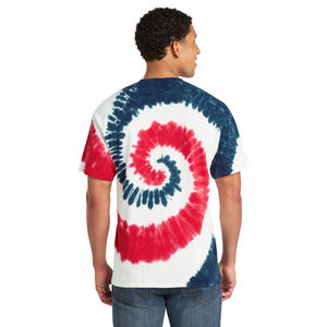 Camiseta Unisex con Estampado Tie Dye en Espiral |   Camiseta Informal de Algodón Suave |   Diseño de Remolino Vibrante en Rojo y Azul |   Ropa de Calle Moderna y Atuendo de Verano - Product Image 5