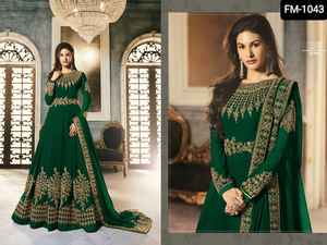 Georgette-diseñador de estilo indio de diseñador pesado para mujer, con bordado y trabajo lateral, conjunto de ropa elegante Dupatta - Product Image 3