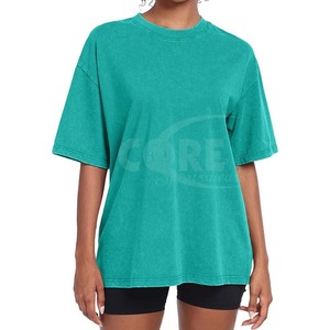 Camisetas transpirables de manga corta holgadas de gran tamaño con lavado ácido de Algodón 100% con logotipo personalizado de alta calidad para mujer - Product Image 3
