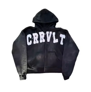 Custom Sun Faded Crop Hoodie Streetwear Low MOQ Fashion Wear Distress Sudadera con capucha bordada Unisex Hip Hop Hoodies Made In Pakistan - Product Image 1