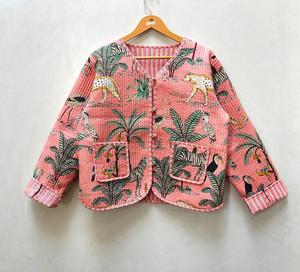 เสื้อแจ็กเก็ตผ้าฝ้ายลายป่าสำหรับผู้หญิงใส่ในฤดูหนาวเสื้อกิโมโนลายทางแบบเปิดด้านหน้าพิมพ์ลายทางผ้าทอแบบลำลองซักได้ - Product Image 1