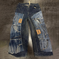 Jeans en denim brut japonais DiZNEW 16 oz, taille ample personnalisée 38, jeans patchwork extensible pour homme
