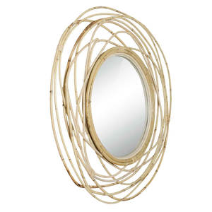 Espejo de pared de ratán duradero ecológico redondo de remolino costero bohemio hecho a mano decoración de Pascua - Product Image 2