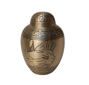 โกศใส่เถ้ากระดูกสำหรับสัตว์เลี้ยงทำจากทองเหลืองสลักลายหน้าแมวทำจากทองสำหรับใส่เถ้ากระดูก - Product Image 1