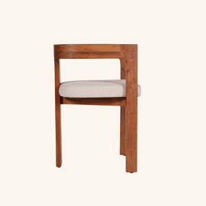 Kyoto Contemporary Solid Teak Wood Dining <b>Chair</b> with Fabric Upholstery for Dining Room Restaurant and Cafe - Product Image 2