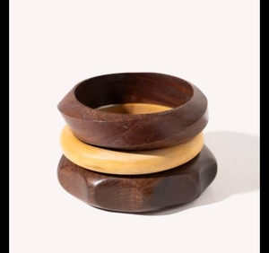 Best Selling Unique Craft India Wooden <b>Bangles</b> | Warm-Tone Wood Subtle <b>Engraved</b> Leaf Motifs Polished Finish Modern Design for - Product Image 2