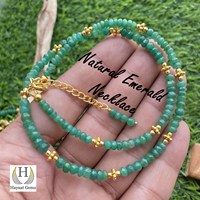 Magnifique collier de perles d'émeraude naturelle à facettes, style religieux, bijoux en pierres précieuses, pierre de naissance, HAYAAT GEMS, cadeau d'anniversaire