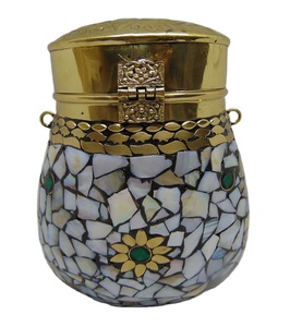Lowellcraft.com BRC06580 <b>Silver</b> Mosaic Brass Metal Frame Box Flap <b>Clutch</b> Purse - Product Image 1