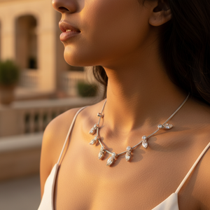 Collier en argent 925 avec zircone cubique pour femmes, bijoux en cristal - Product Image 3