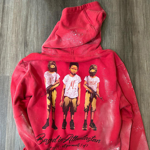 Produttori di Felpe con Cappuccio Personalizzate con Logo Vintage, Stampa Digitale di Figure e Lettere, Effetto Consumato e Strappato - Product Image 3