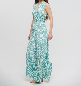 เดรสยาวทรงเจ้าหญิงอเนกประสงค์แบบไม่มีแขน ไซส์เดียว ตกแต่งด้วยเข็มขัดคาดเอวและคอวีลึก - Product Image 3