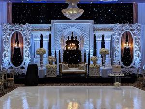 ฉากหลังเวทีต้อนรับสีขาวตกแต่งฉากหลังของตกแต่งสไตล์ใหม่กรอบฉากหลังงานแต่งงานสีขาวชวนฝัน - Product Image 3