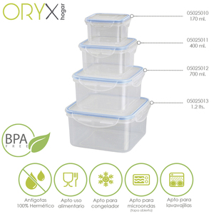 Contenitore Ermetico Quadrato in Plastica da 170 ml 8,5x8,5x5 (H) cm. - Product Image 4