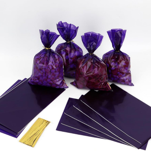 Sacs en plastique cellophane transparents et colorés avec cravate torsadée pour le stockage des bonbons et des collations - Product Image 4