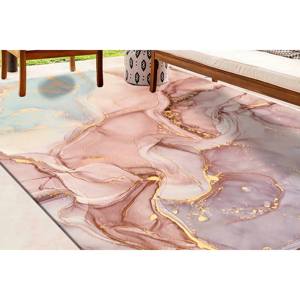 พรมพิมพ์ลายหินอ่อนสีทองประกายแอลกอฮอล์อินค์ พรมตกแต่งสไตล์โมเดิร์น พรมเชนิลล์ - Product Image 3