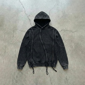 Wholesale Trendy Distressed Rough Patches Hoodie Vintage Casual Unisex <b>Sweatshirt</b> for Retail and Bulk Cotton Pullover Hoodies - Product Image 1