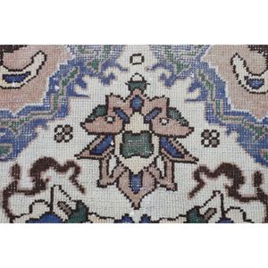 Alfombra turca de 4.9x6.7 pies, alfombra vintage, geométrica marrón con elementos florales. - Product Image 4