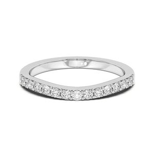 Anillo de Compromiso y Matrimonio de Eternidad Curvo con Diamante Cultivado en Laboratorio de Corte Redondo en Oro Rosa para Mujer - Product Image 4