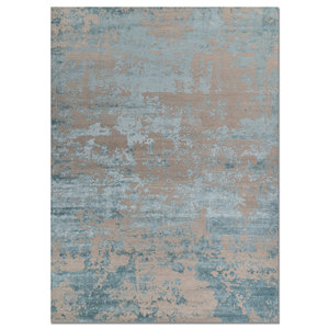 Alfombra Rectangular de Lana y Seda de Bambú Tejida a Mano en Gris y Negro, Diseño Abstracto para el Hogar o el Pasillo de Adolescentes, Modelo 3D-Esk-431 - Product Image 1