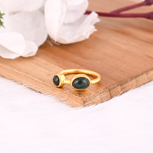 925 plata esterlina turmalina Natural chapado en oro amarillo anillo apilable hecho a mano regalo de Navidad joyería anillo de mujer - Product Image 2
