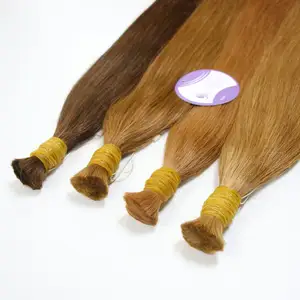 BEST QUALITY 2023 SUPER DOUBLE BULK STRAIGHT HAIR LIGHT BROWN COLOR WHOLESALE PRICE ONLY