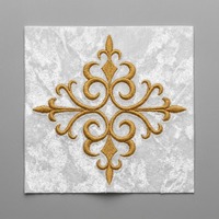 Badge carré à coudre personnalisé brodé fleur de lys dorée, style classique, pour vêtements et tissus