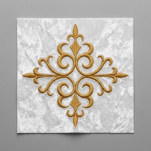 Aplique Bordado Personalizado de Flor de Lis Dorada, Cuadrado, para Coser en Prendas de Vestir, Estilo Clásico - Product Image 1