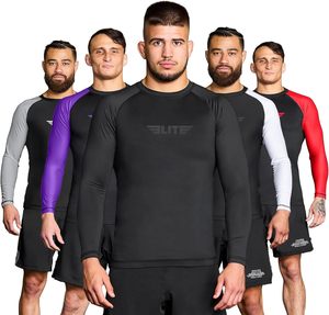 Chemise de bain manches longues pour hommes Spandex BJJ MMA UFC haute qualité Rashguard Gym Compression chemise pour hommes demi-manches - Product Image 1