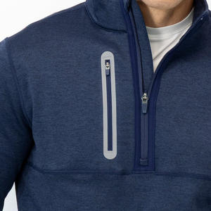 Pull à col montant de haute qualité avec logo brodé personnalisé, en molleton technique tricoté, pull à col montant 1/4 pour homme - Product Image 4