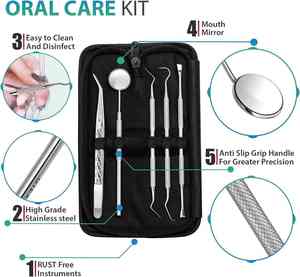 Juego de cuidado dental, limpieza de dientes, removedor de sarro, uso de mascotas, sonda dental, espejo bucal, escalador M/O, acero inoxidable de alta calidad - Product Image 5