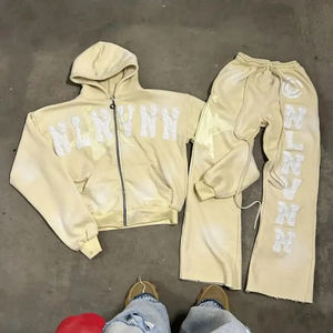 Conjunto Deportivo de Dos Piezas con Capucha y Estampado Personalizado para Hombre, 100% Algodón, Transpirable, Estilo Urbano - Product Image 6