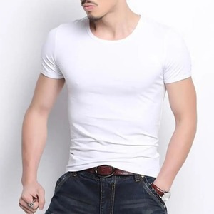 Impression personnalisée blanc chemises vierges pour hommes de haute qualité en gros 100% fibre souple polyester hommes T-shirt uni - Product Image 3
