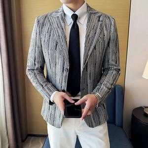 สูทขนสัตว์หรูหราของผู้ชายแจ็คเก็ตสไตล์อังกฤษลายสก๊อตบางพอดีตัวสำหรับธุรกิจงานแต่งปาร์ตี้แนวเรียบ - Product Image 6