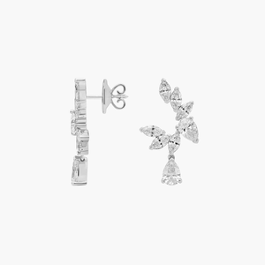 TRENDY ELEGANT 925 <b>SILVER</b> STYLISH PEAR LAB GROWN DIAMOND FINE <b>DANGLE</b> <b>EARRING</b> for WEDDING PARTIES GIFT for WOMEN - Product Image 3