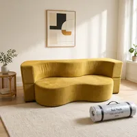 Sofá Cama de Piso de 2 Plazas, Esponja de Alta Densidad, Sin Deformación, Tela de Lujo Agradable al Tacto, Sofá de Piso Multifuncional 2 en 1
