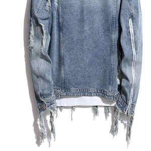 Vintage lavado primavera calle moda Unisex rasgado Denim prendas de vestir exteriores chaquetas Custom Distress transpirable secado rápido 100% algodón - Product Image 3