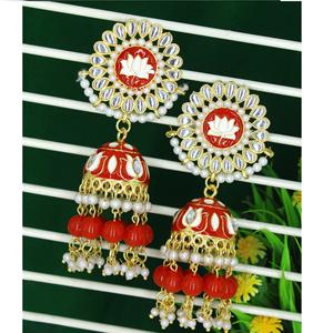 Arrings eenakari-pendientes de aro con cuentas de colores para mujer, aretes de arquería de estilo indio jumkha Bali de primera calidad - Product Image 1