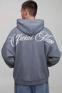 Sweat à capuche pour homme, hiver, surdimensionné, ample, respirant, broderie 3D imprimée, poids lourd, 100% coton, logo personnalisé sur le devant - Product Image 2