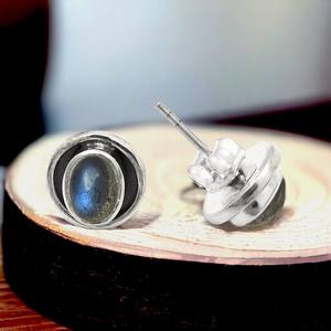 Pierre précieuse de labradorite de feu bleu naturel Boucles d'oreilles en argent sterling 925 de forme ovale Bijoux de bohème faits à la main Fournisseur en gros - Product Image 2