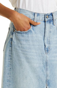 Jupe en jean 100% coton taille haute jupe décontractée mi-longue bouton fente irrégulière lavé mode jupes en jean pour femmes vente en gros - Product Image 6
