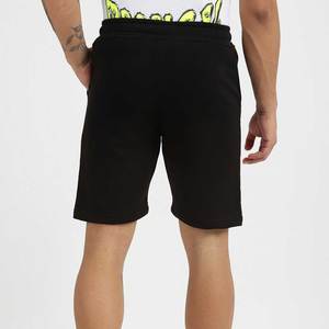 Pantalones cortos tipo bermuda de algodón negro para hombre con estampado de sonrisa verde y diseño Pink Dream But Don't Sleep, cintura con cordón informal - Product Image 3